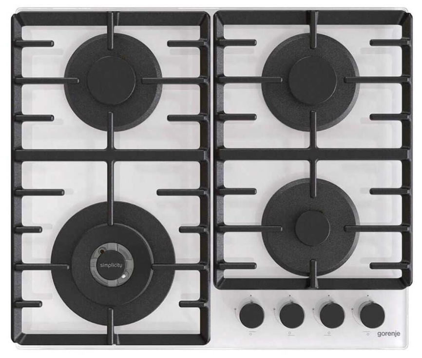 Газовая варочная панель Gorenje GTW642SYW 60 см, 4 конфорки электроподжиг газконтроль, белый фото 1
