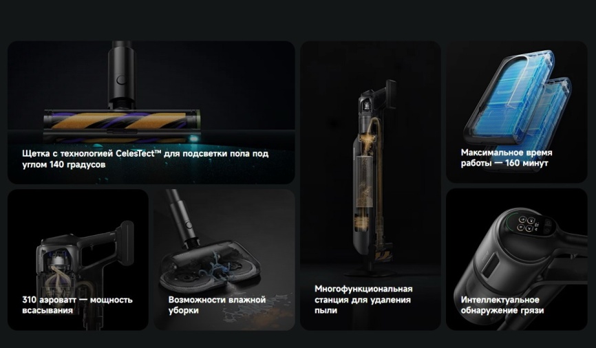 Пылесос вертикальный Dreame Z40 Station, до 160 минут работы, черный фото 17
