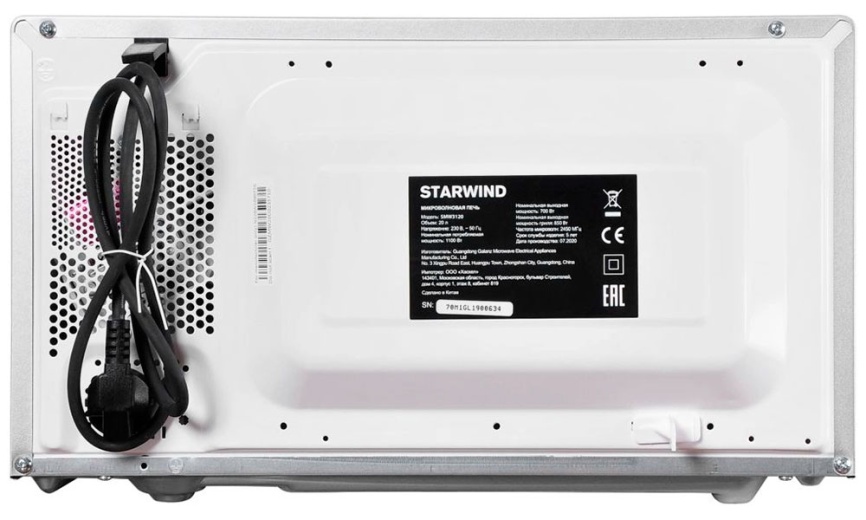 Микроволновая печь - СВЧ Starwind SMW3120 20л. 700 Вт, серебристый/черный фото 8