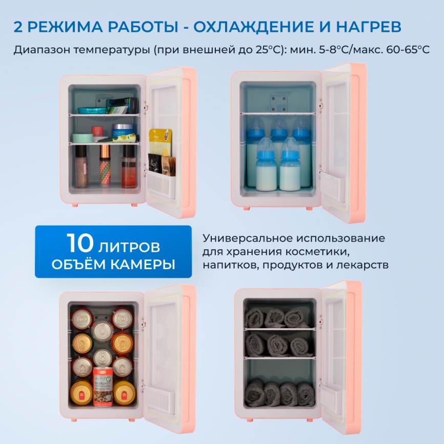 Холодильник для косметики Zugel ZCR10 розовый фото 4