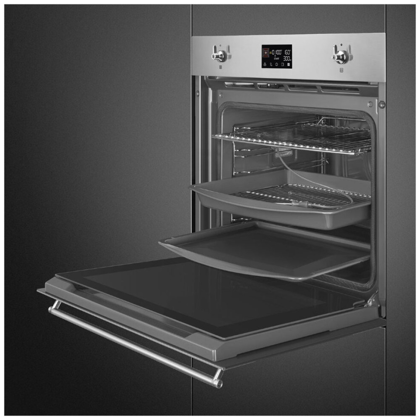 Электрический духовой шкаф Smeg SOP6302TX 59 см, 68 л гриль конвекция, серебристый фото 3