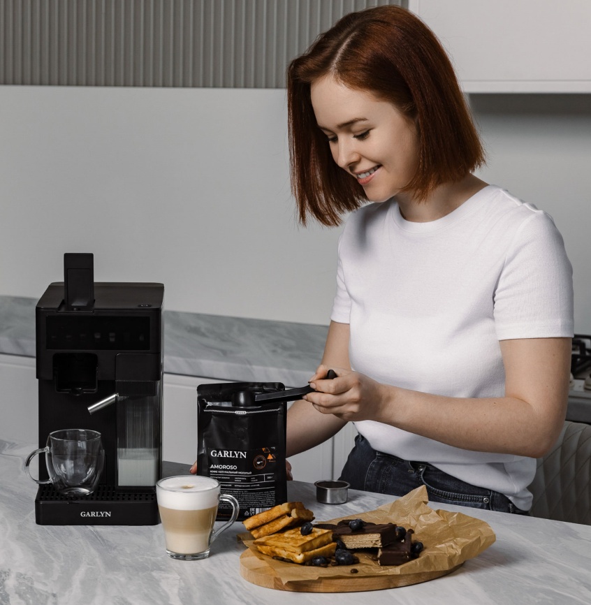 Кофеварка Garlyn Barista Compact, 1350 Вт, давление 20 бар, черный фото 22