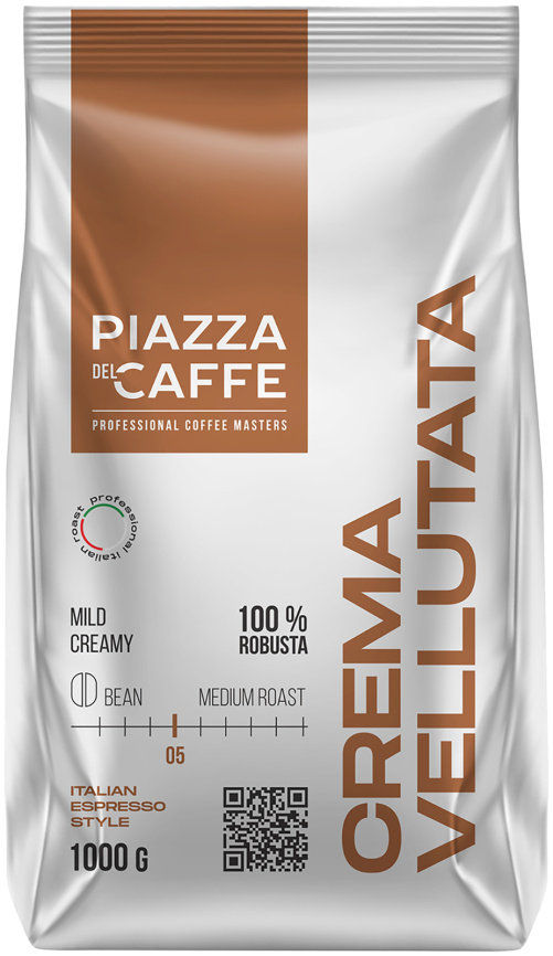 Кофе зерновой Piazza del Caffe Crema Vellutata 1кг фото 1
