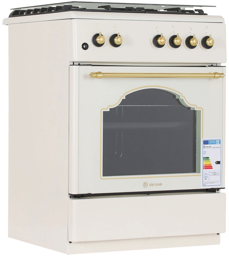 Газовая плита De luxe 606040.24г 006 60 см, 64 л, 4 конфорки, бежевый фото 3