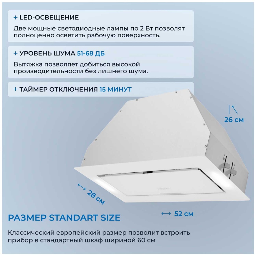 Вытяжка Zugel ZHI524GW белая фото 5