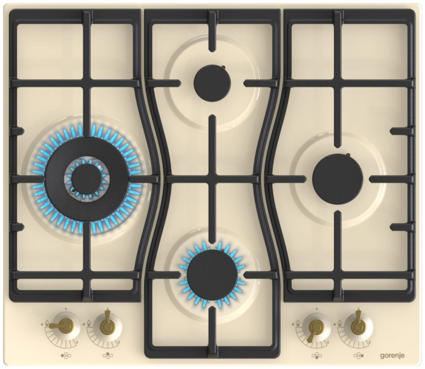 Газовая варочная панель Gorenje GW6D42CLI 60 см, 4 конфорки электроподжиг газконтроль, слоновая кость фото 2