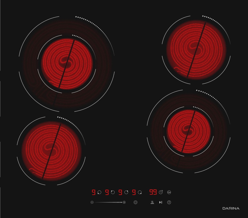 Электрическая варочная панель Darina 6P E327 B 59 см, 4 конфорки стеклокерамика, черный фото 4