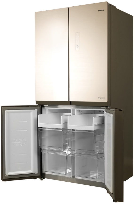 Многокамерный холодильник Centek CT-1756 NF Beige Glass No frost, бежевый фото 3