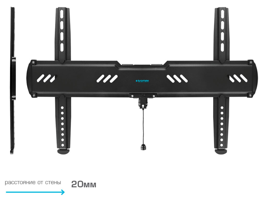 Кронштейн настенный для LED/LCD/PLASMA телевизоров Kromax Ultra Slim-100 black фото 4