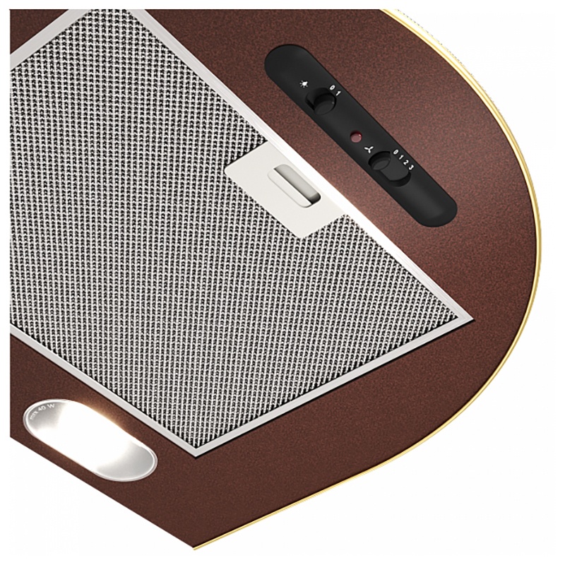 Вытяжка Elikor Вытяжка кухонная Elikor Эпсилон 60 225 Вт 120 мм, медь золотой кант фото 6