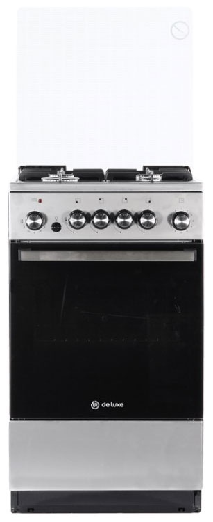 Комбинированная плита De luxe 5040.41гэ(кр) ЧР-010 50 см, 46 л, 4 конфорки, серебристый, черный фото 1