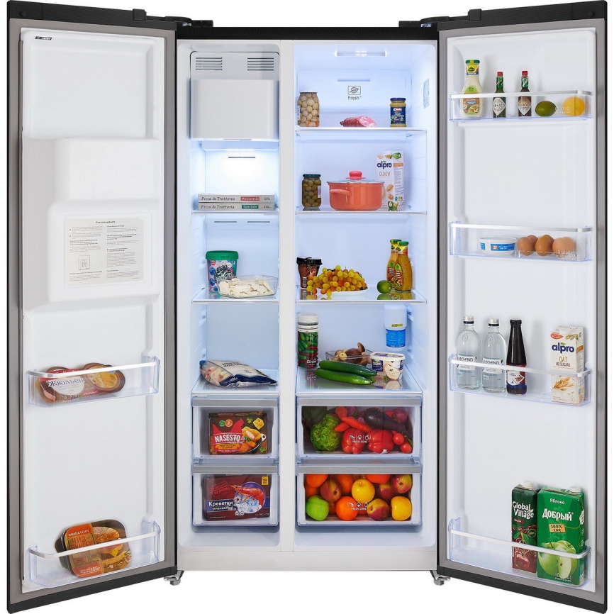 Холодильник Side-by-Side Hiberg RFS-650DX NFGB inverter No frost, черный фото 2