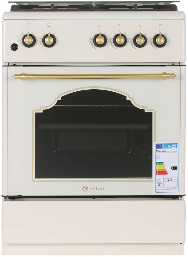 Газовая плита De luxe 606040.24г 006 60 см, 64 л, 4 конфорки, бежевый фото 2