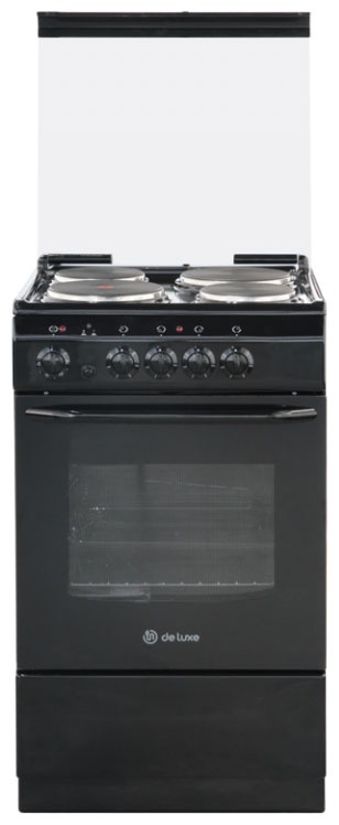 Электроплита De luxe 5004.13 экр-001 50 см, 43 л, 4 конфорки, черный фото 1