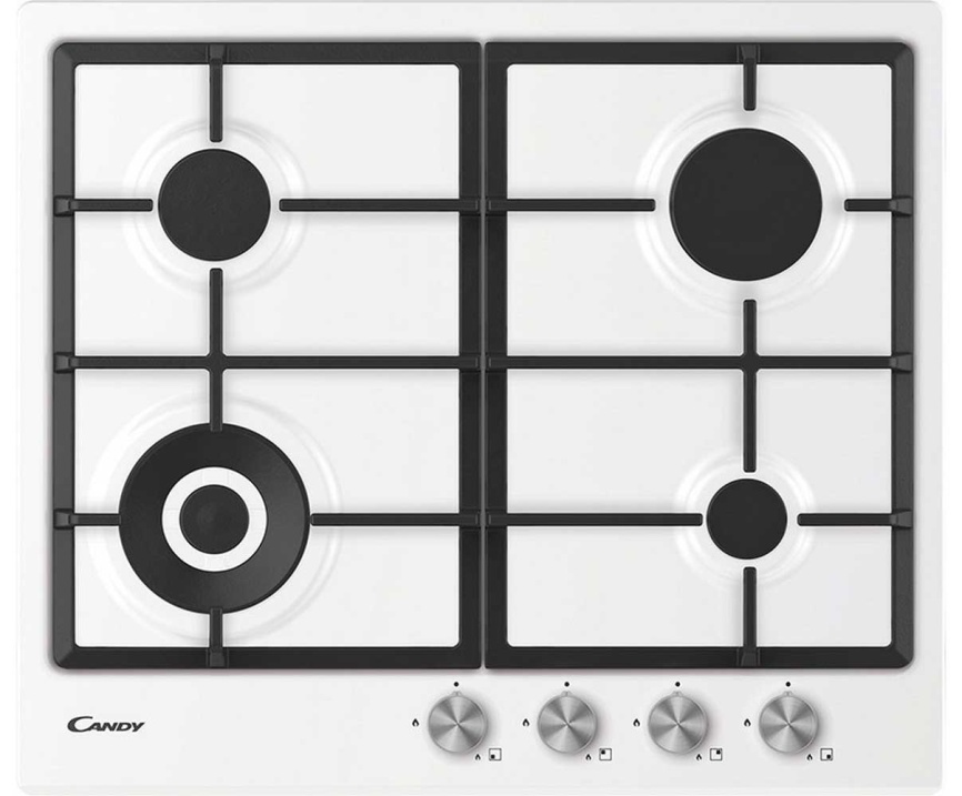 Газовая варочная панель Candy CHG6BF4WPXWRU 59 см, 4 конфорки эмаль электроподжиг газконтроль, белый фото 1