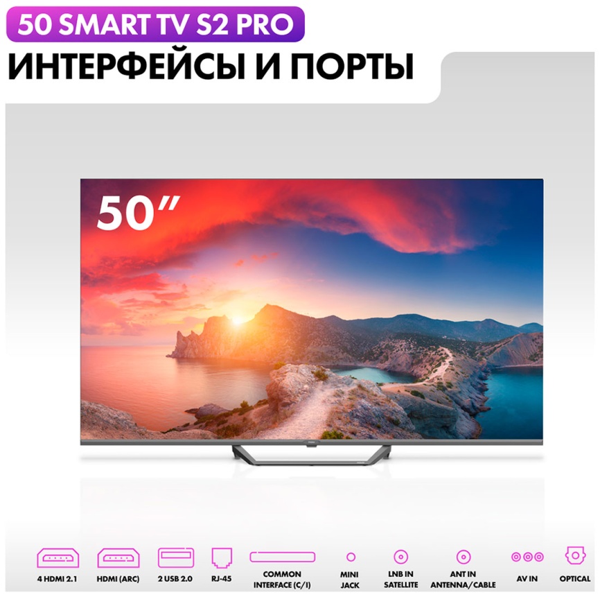 Телевизор Haier 50 Smart TV S2 Pro, 50 дюймов, 4K Ultra HD, смарт ТВ, Android TV 11, серый фото 6