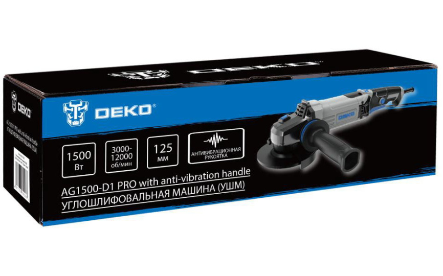 Угловая шлифовальная машина (болгарка) Deko AG1500-D1 PRO, 125 мм, 1500 Вт (083-1028) фото 6