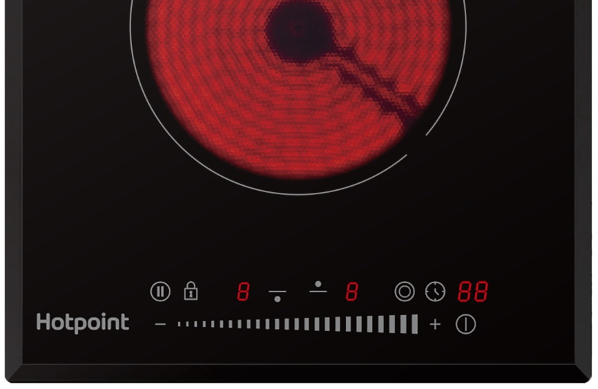 Электрическая варочная панель Hotpoint HR 3O4 BAS 28 см, 2 конфорки стеклокерамика, черный фото 4