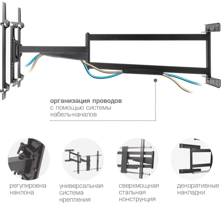 Кронштейн для LED/LCD телевизоров Kromax ATLANTIS-120 black фото 6