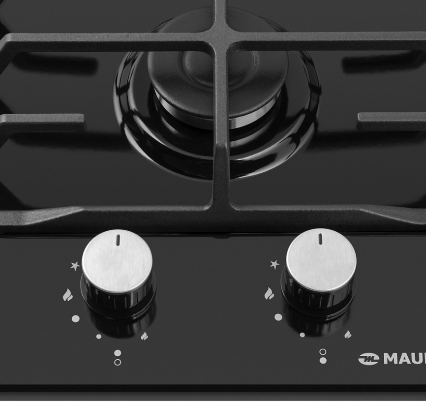 Газовая варочная панель Maunfeld EGHE.32.63CB/G 32 см, 2 конфорки электроподжиг газконтроль, черный фото 4