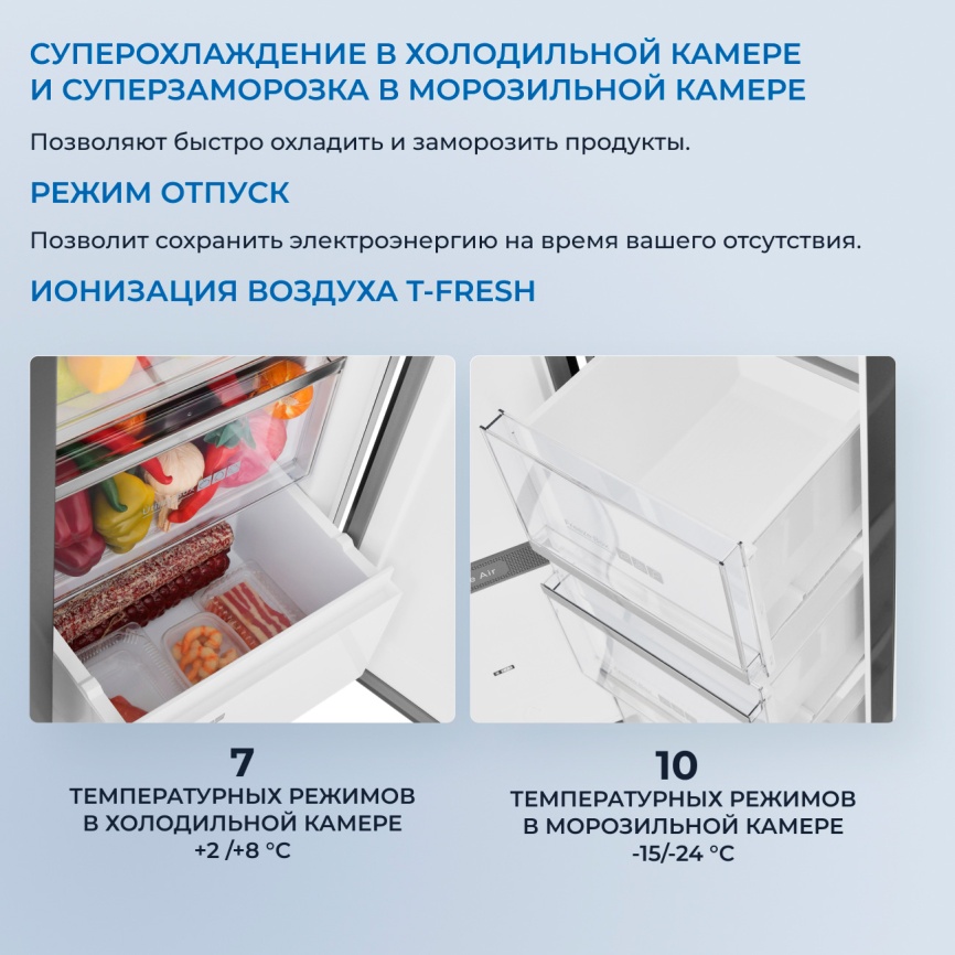 Холодильник Side-by-Side Zugel ZRSSI540XB No frost, черный фото 7