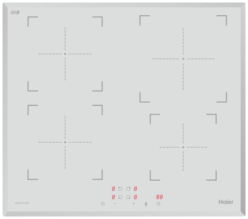 Электрическая варочная панель Haier HHY-Y64NVW 59 см, 4 конфорки стеклокерамика, белый фото 1