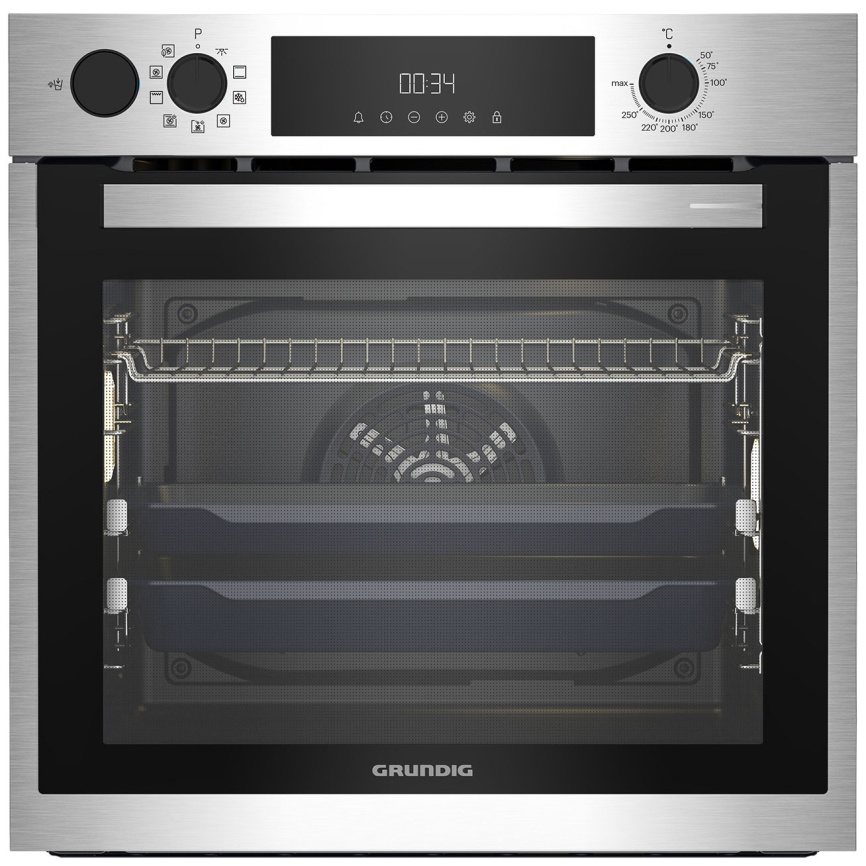 Электрический духовой шкаф Grundig GEBD11300X 59 см, 71 л гриль конвекция, серебристый фото 1