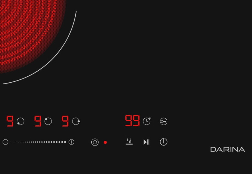 Электрическая варочная панель Darina 6P E3324 B 45 см, 4 конфорки стеклокерамика, черный фото 5