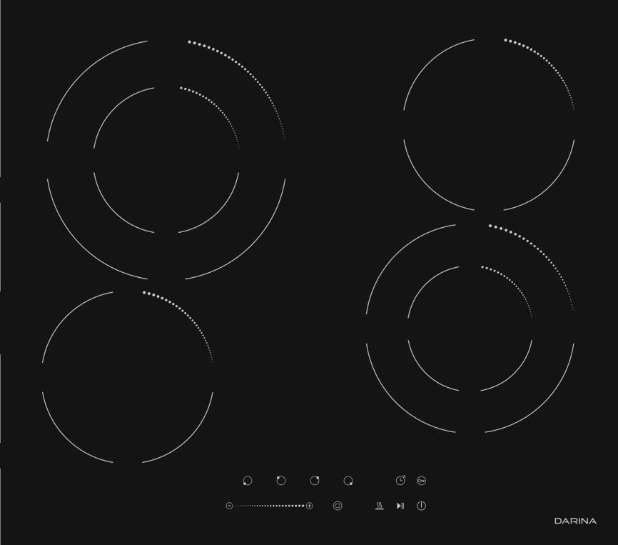 Электрическая варочная панель Darina 6P E327 B 59 см, 4 конфорки стеклокерамика, черный фото 2