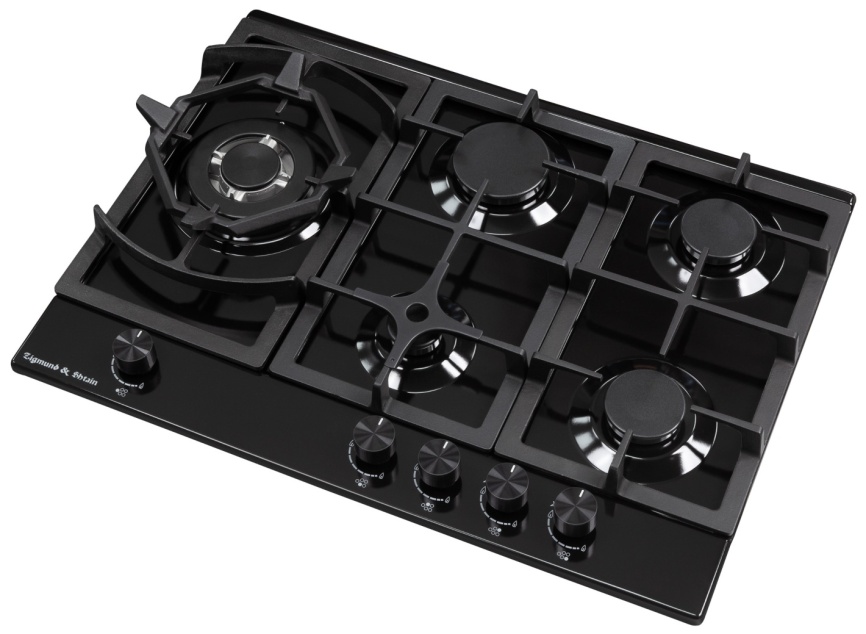 Газовая варочная панель Zigmund & Shtain G 14.7 B 69 см, 5 конфорок электроподжиг газконтроль, черный фото 3