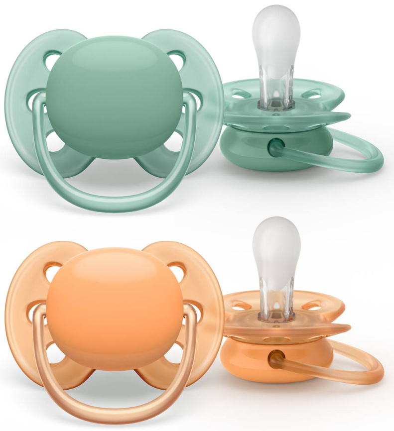 Соска-пустышка Philips Avent SCF091/03 ultra soft нежно-зеленая/оранжевая без рисунка фото 1