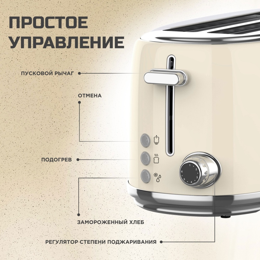 Тостер Tesler TT-430 BEIGE фото 6