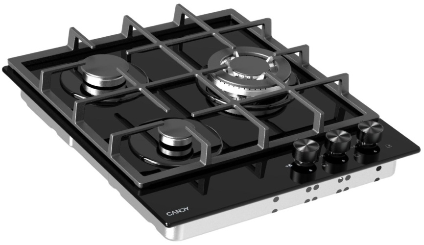 Газовая варочная панель Candy CHXG53CWB 45 см, 3 конфорки электроподжиг газконтроль, черный фото 3