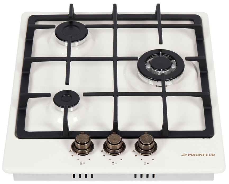 Газовая варочная панель Maunfeld EGHE.43.33 CBG.R/G 44 см, 3 конфорки электроподжиг газконтроль, белый фото 2