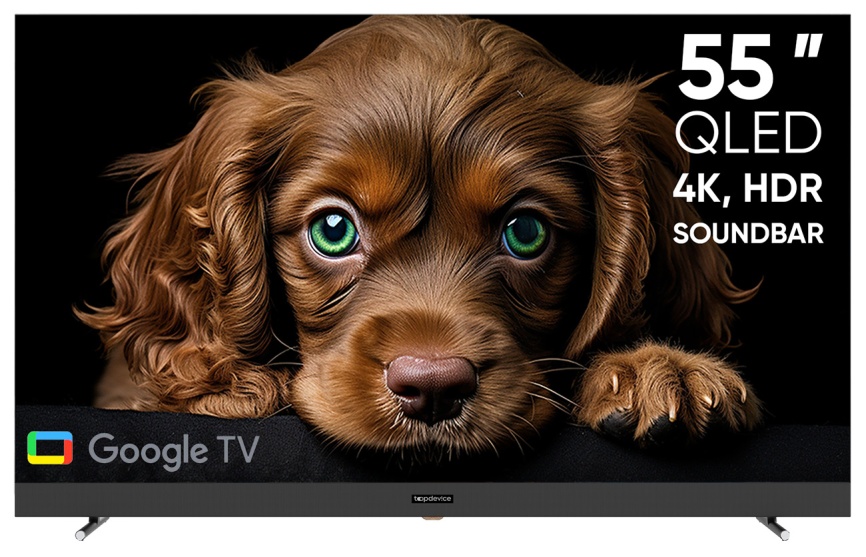Телевизор Topdevice TDTV55DQ08U_BK, 55 дюйма, 4K Ultra HD, смарт ТВ, Google TV, черный фото 2