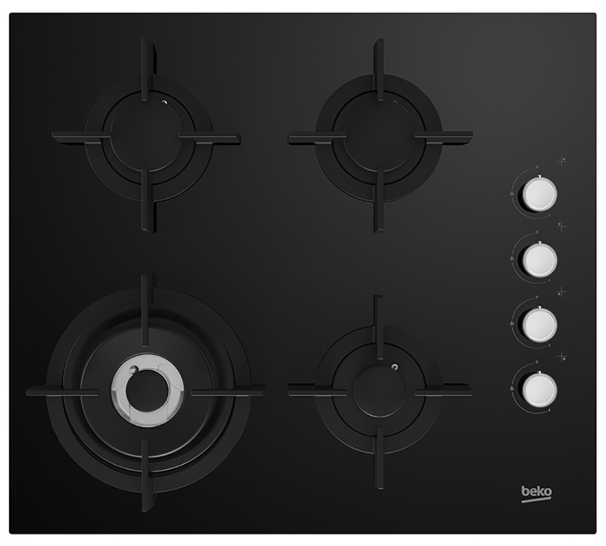Газовая варочная панель Beko HILW64122S 58 см, 4 конфорки электроподжиг, черный фото 1