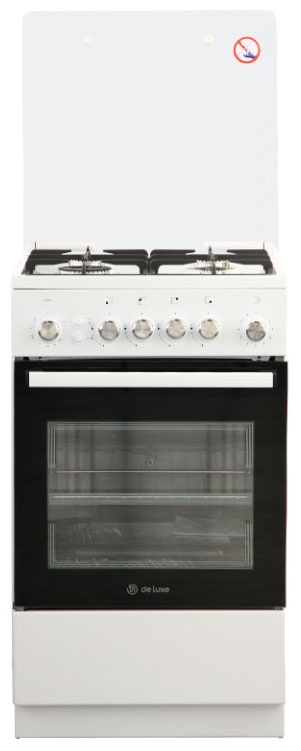Газовая плита De luxe 5040.40г 50 см, 43 л, 4 конфорки, белый фото 1