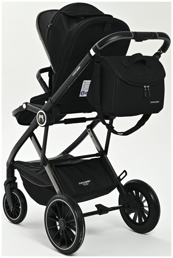 Коляска 2 в 1 Ining Baby Коляска 2 в 1 Ining Baby KR350 black,  люлька, прогулочный блок фото 5