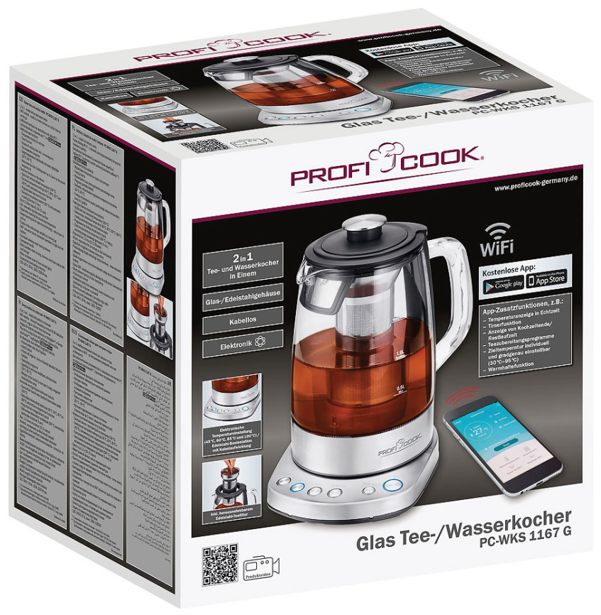 Чайник электрический Profi Cook PC-WKS 1167 G, регулировка температуры фото 6