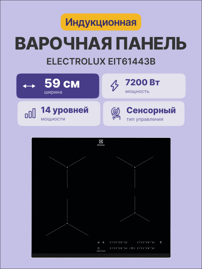 Встраиваемая варочная поверхность ELECTROLUX Electrolux EIT61443B фото 2