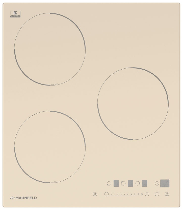 Электрическая варочная панель Maunfeld EVI.453-BG УТ000011954 45 см, 3 конфорки стеклокерамика, бежевый фото 1