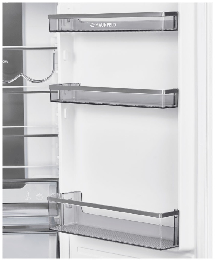 Встраиваемый двухкамерный холодильник Maunfeld MBF177NFWHGR Inverter No frost, белый фото 9