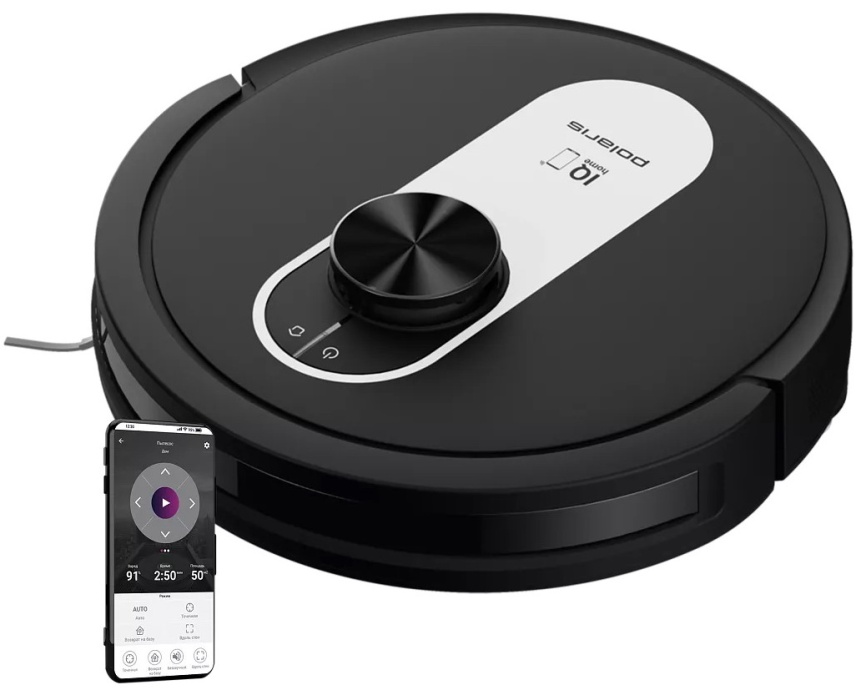 Робот-пылесос Polaris PVCR 4250 WIFI IQ Home, сухая и влажная уборка, черный фото 2