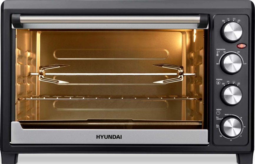 Мини-печь Hyundai MIO-HY076 45 л., 2000 Вт, серебристый/черный фото 6