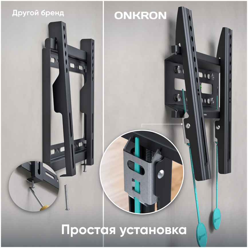 Кронштейн для телевизора Onkron FM1 чёрный фото 4