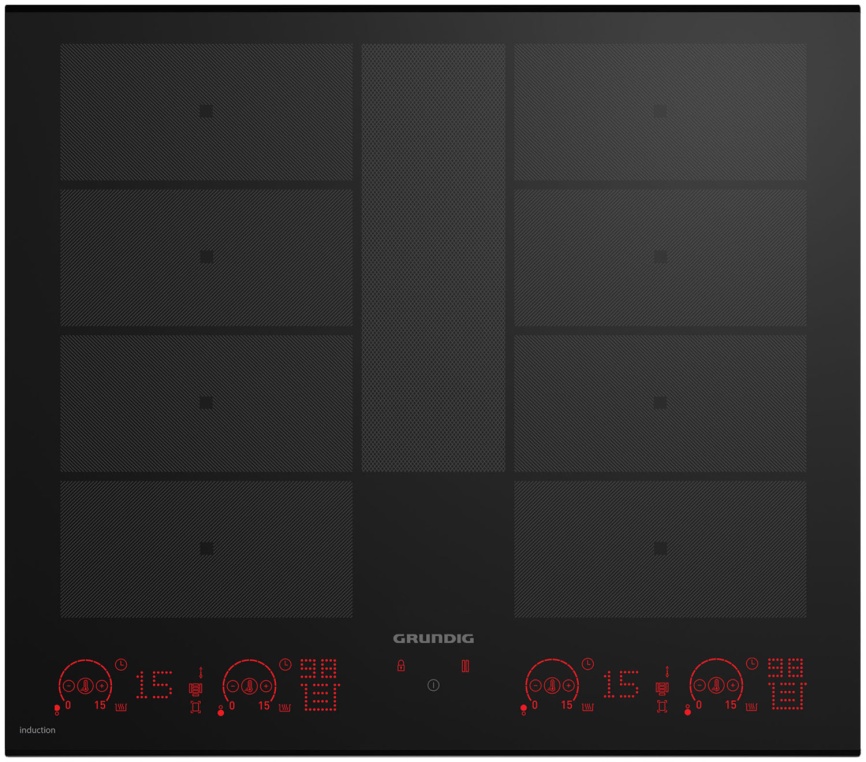 Электрическая варочная панель Grundig GIEI 638980 IF 58 см, 9 конфорок закаленное стекло, черный фото 1