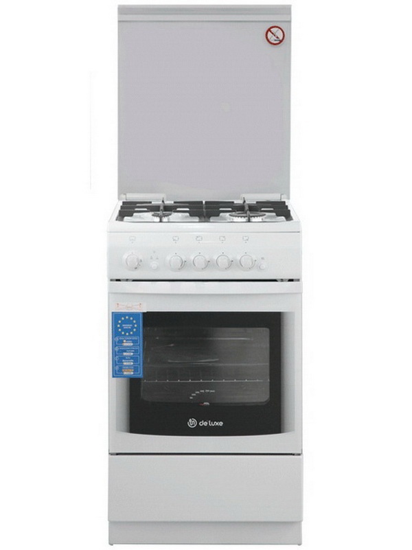 Газовая плита De luxe 506040.14 г 50 см, 54 л, 4 конфорки, белый фото 1