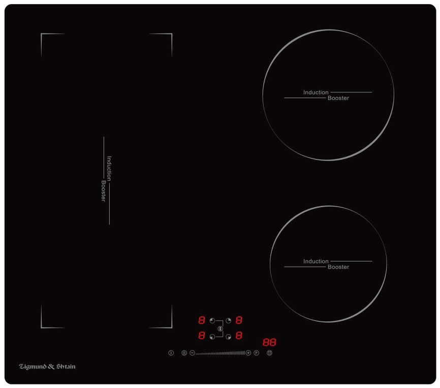 Индукционная варочная панель Zigmund & Shtain CI 46.6 B 59 см, 4 конфорки стеклокерамика, черный фото 1