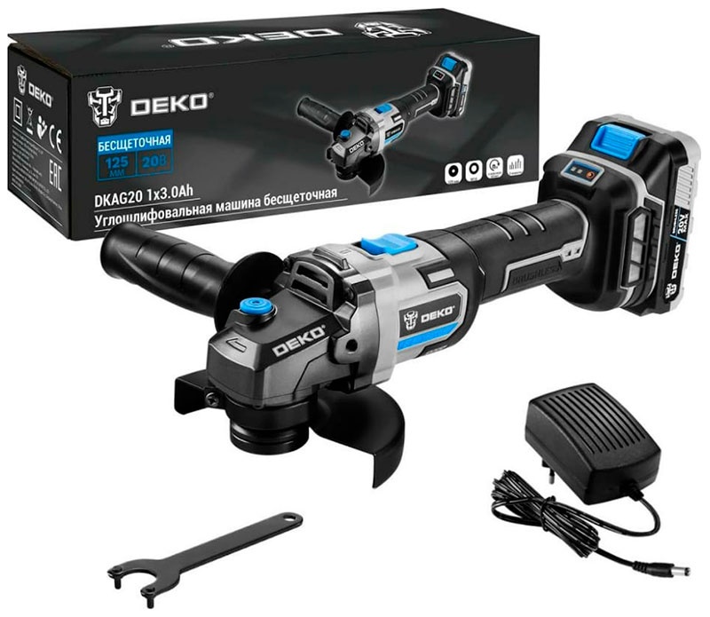 Углошлифовальная машина бесщеточная Deko DKAG20, 20В, 1*3.0Ач 063-4026 фото 4