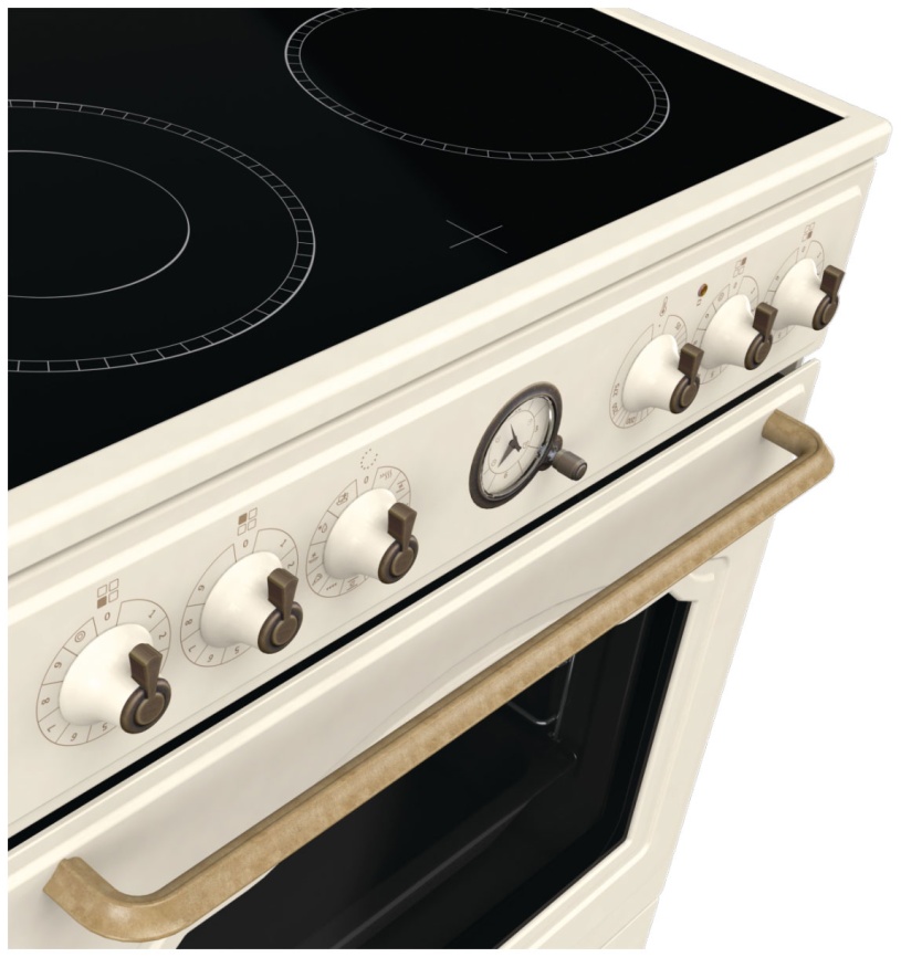 Электроплита Gorenje GECS6B70CLI 60 см, 71 л, 4 конфорки, бежевый фото 8